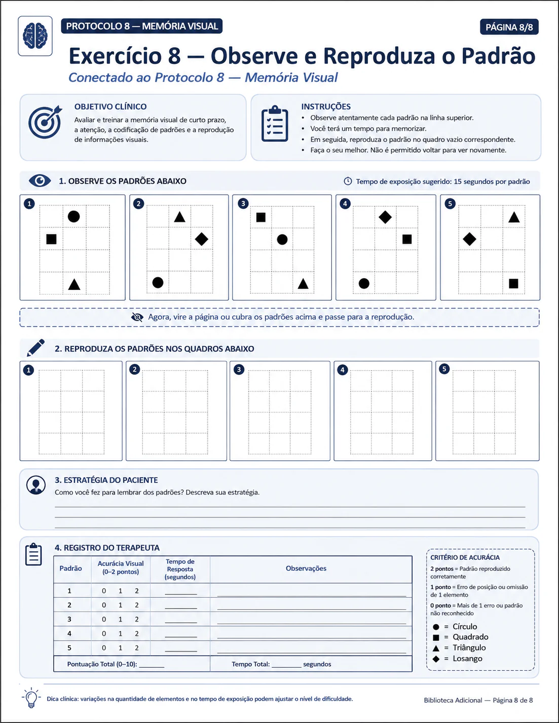 Exercício adicional organizado por função cognitiva